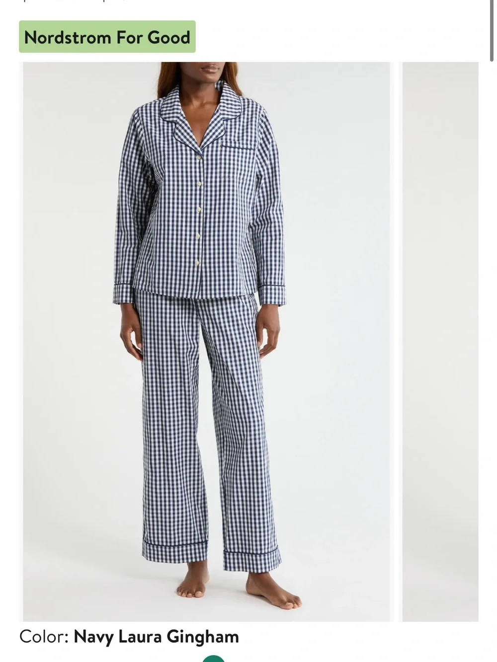 Nordstrom Navy and White Laura Gingham Pajama Set
